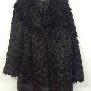 Topshop faux fur shaggy coat black size 8